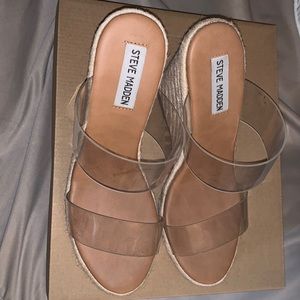 Steve Madden Straw Clear Strapped Wedges
